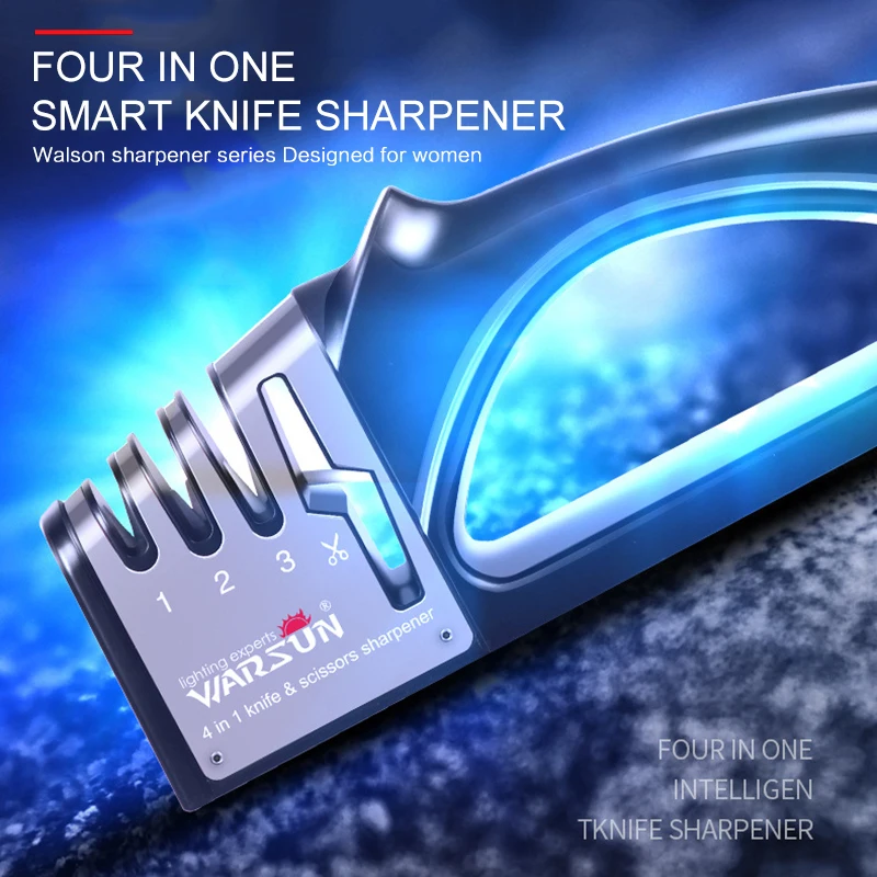 

4-in-1 Kitchen Handheld Diamond Sharpener Non-Slip Professional Sharpening Stone Grinder Knives Household Stick Sharpener