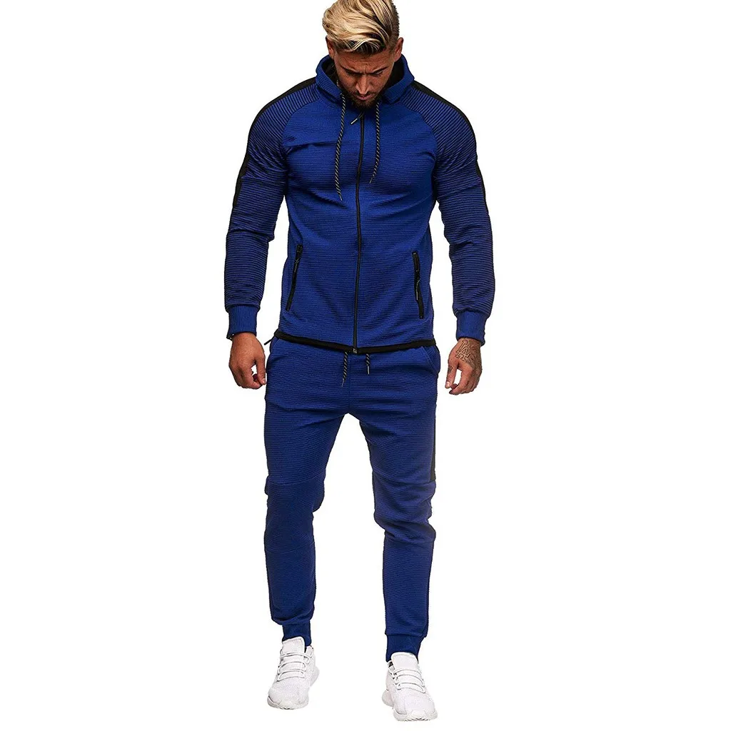 Blue 2pcs LOOZYKIT, фирменные мужские спортивные костюмы, повседневный спортивный костюм, комплекты для фитнеса, мужские спортивные костюмы, топы и штаны, комплект для мужчин, одежда, спортивный костюм - Цвет: Blue 2pcs