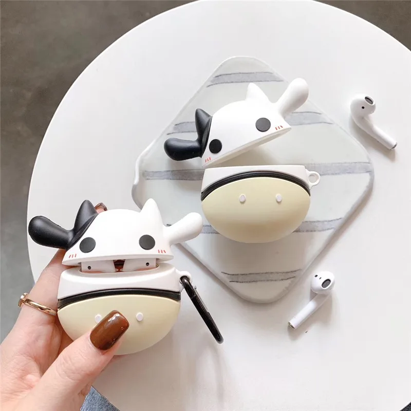 

Cartoon cow For AirPods 1 2 earphone case AirPods Cute milk headphone Cover Airpods pro Case Protect Wireless Headset cover