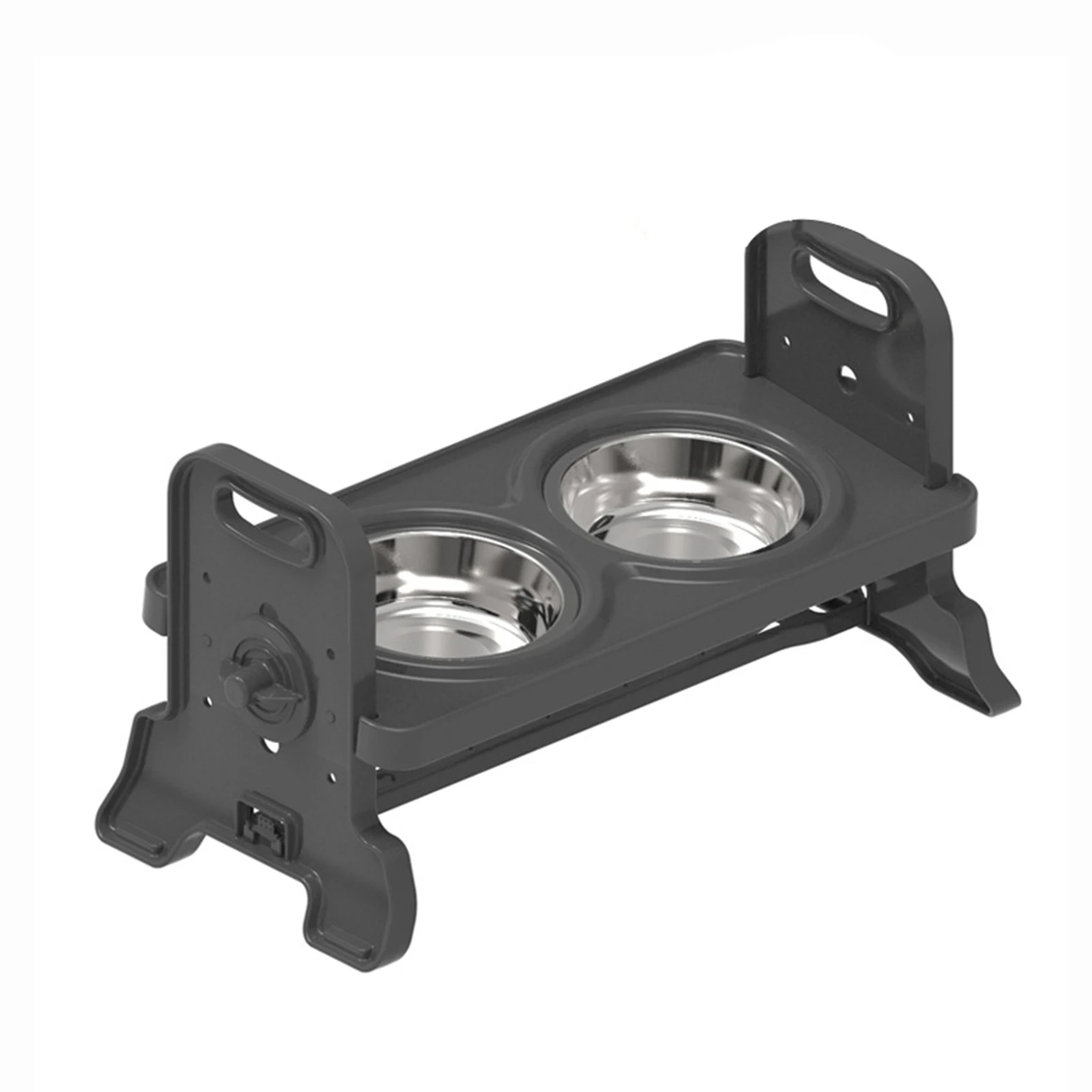 

Adjustable Height Double Bowl Rack Pet Supplies Pet Stainless Steel Bowl Tableware Safe and Durable LBE
