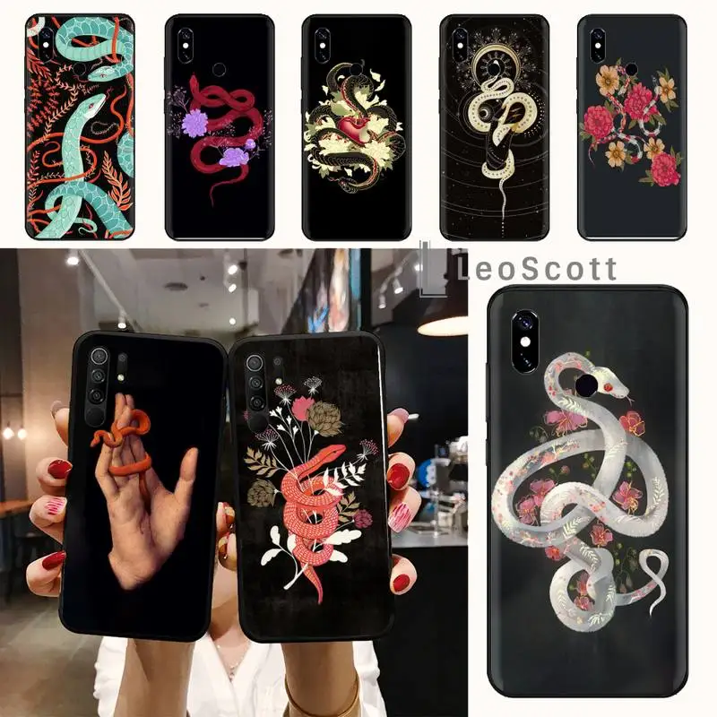 

Hand Snake Flowers pattern Phone Case For Xiaomi Redmi note 7 8 9 t max3 s 10 pro lite funda shell coque cover