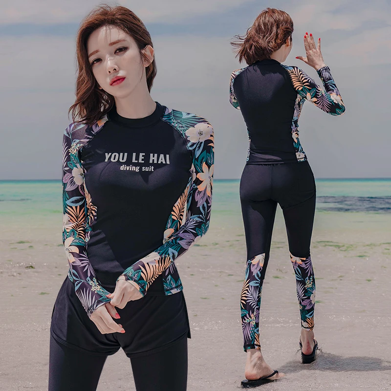

Rhyme Lady Long Sleeves Rash Guard Printed swimsuit for women swimwear swimming suit swimwear beachwear woman swimwear