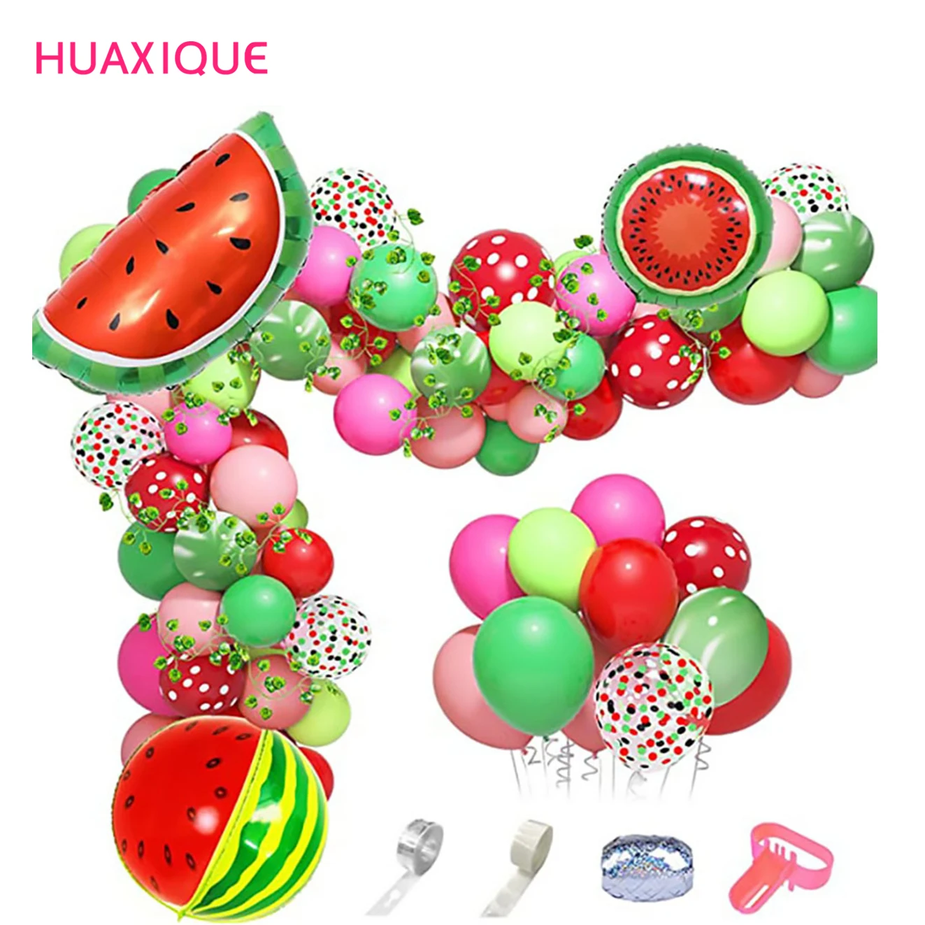 

Summer Hawaii Balloon Party Garland Arch Watermelon Ballons Chain Set Decoration Birthday Kids Baby Shower Decor