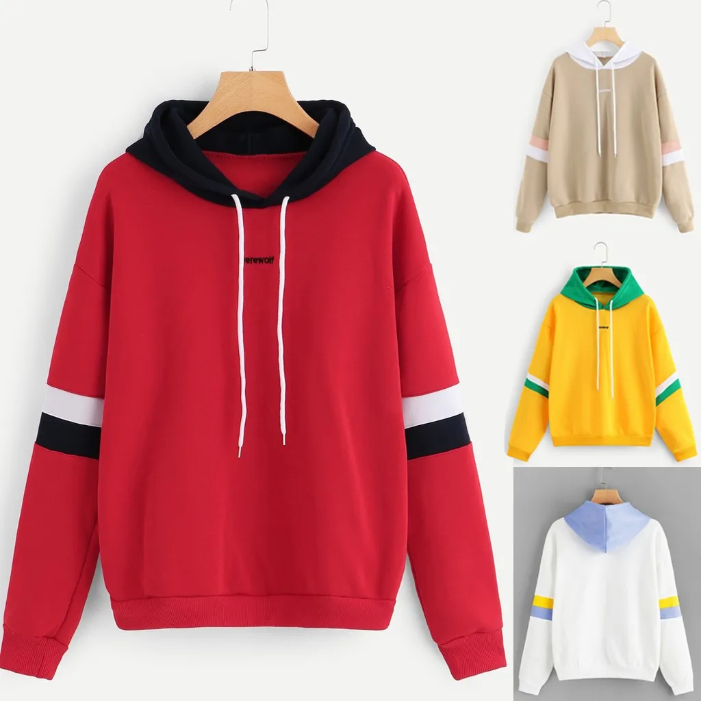 Модный женский топ с круглым вырезом толстовка капюшоном Повседневная Свободная