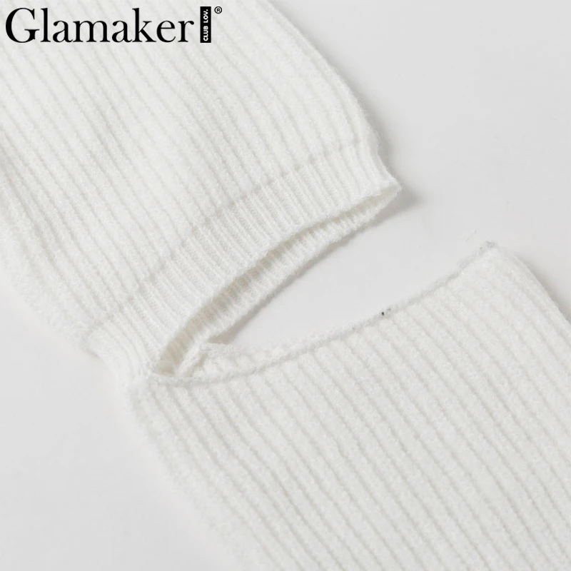Glamaker белый элегантный вязаный свитер зимнее платье Женский костюм из двух частей миди платье осенние сексуальные вечерние облегающее платье