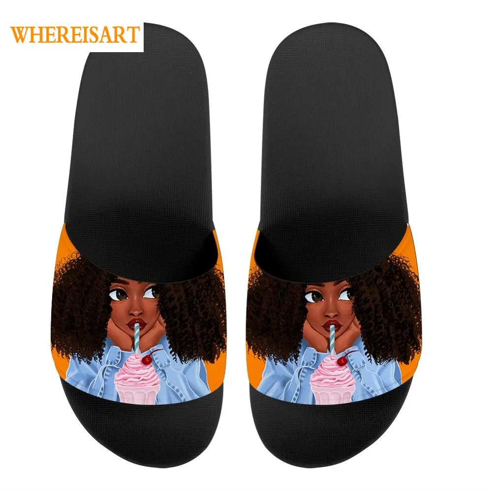 WHEREISART афро для девочек черного цвета женская обувь с рисунком женские туфли