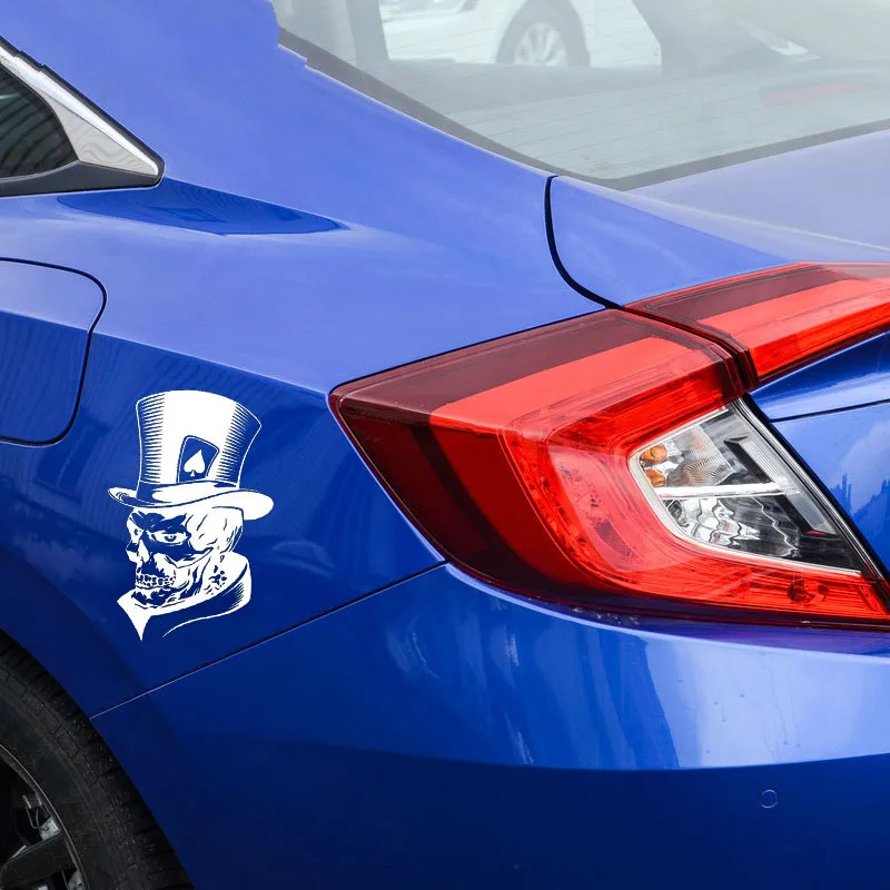 

Lovely Joker Skeleton Skull Playing Cards Poker Monster Hat Car Stickers Bumper Window Laptop Waterproof Windshield KK18*12cm