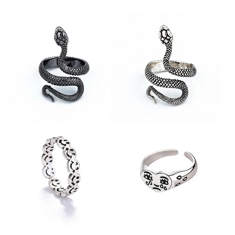 

Snake Ring Cobra Shaped Retro Punk Top Exaggerated Spirit Ring Open Ring Temperament Adjustable Ring Women Jewelry