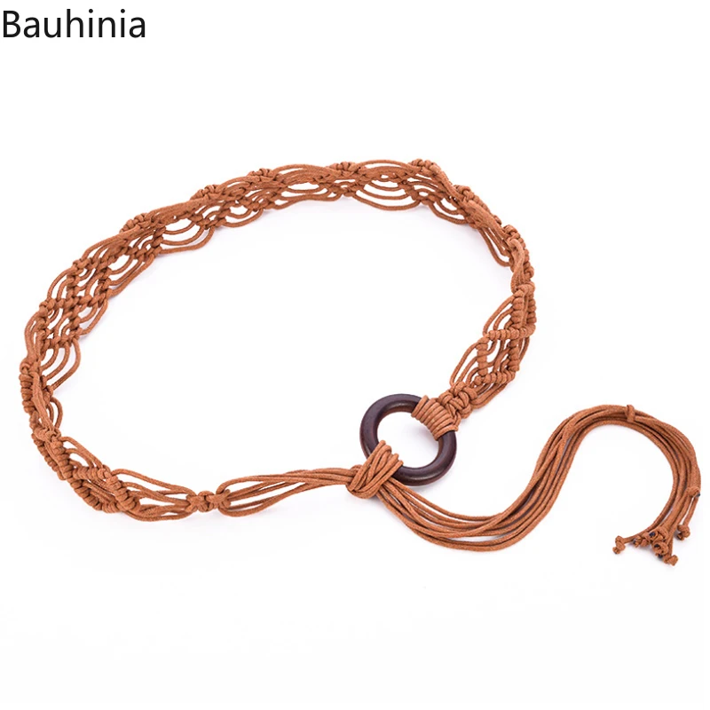 Bauhinia New Hot Sale Ladies Dress Accessories Belt Fashion Designer Handmade Wax Rope Braided 119*3cm Belt