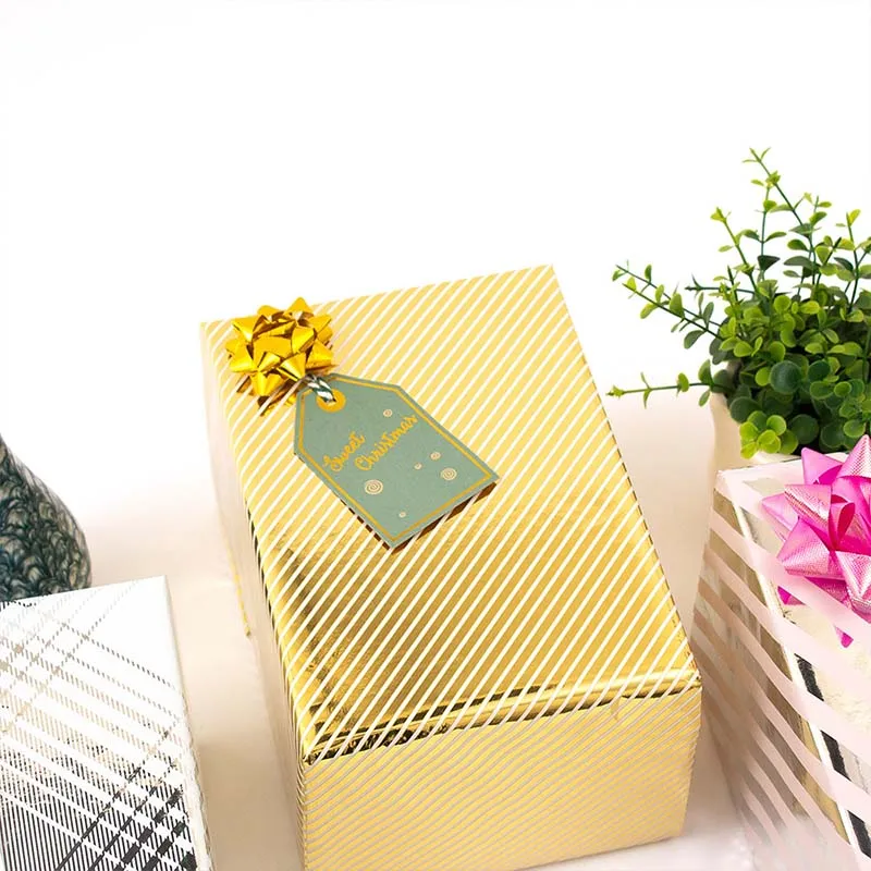 Рождественская Подарочная коробка оберточная бумага украшения позолоченные