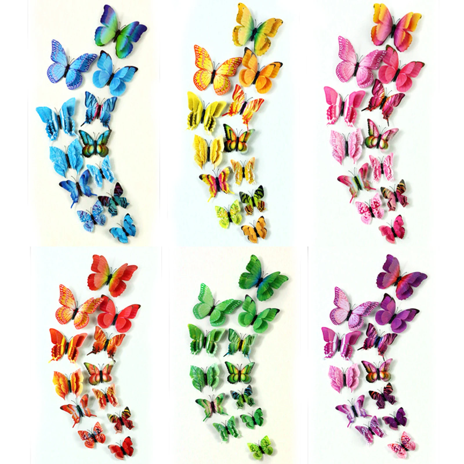 

12pcs 3D PVC DIY Wall Stickers Butterflies animals Home living room bedroom Fridge Decor Poster Kids Rooms Wall Decoration