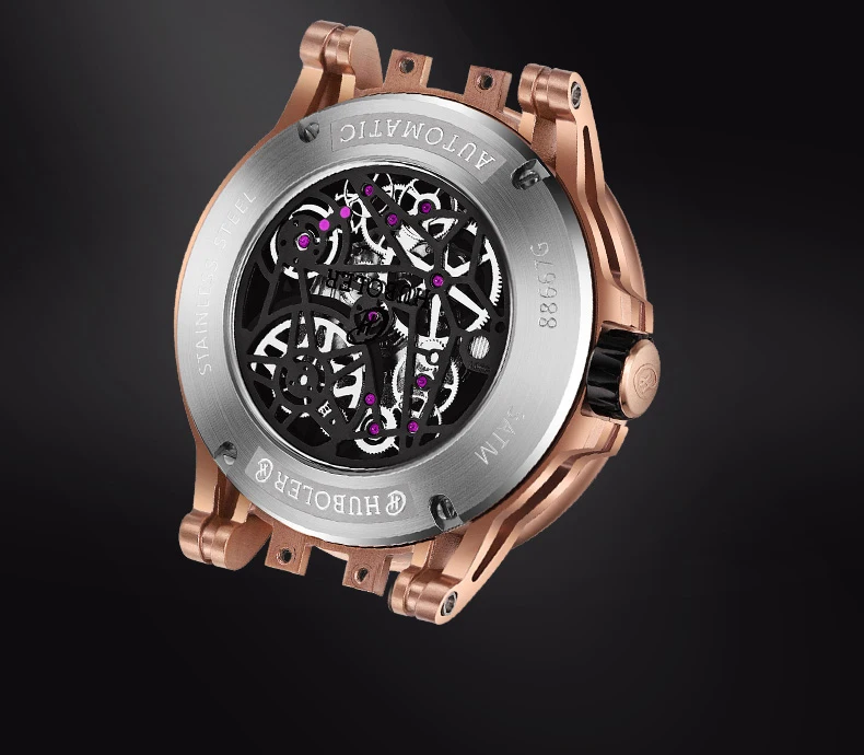 Часы скелетоны Мужские Механические Прозрачные Классический чехол из