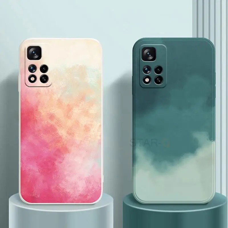 watercolor square soft silicone phone case for xiaomi mi poco m4 pro m4pro 5g m 4 redmi 10 note 11 plus 4g redmi10 back cover free global shipping