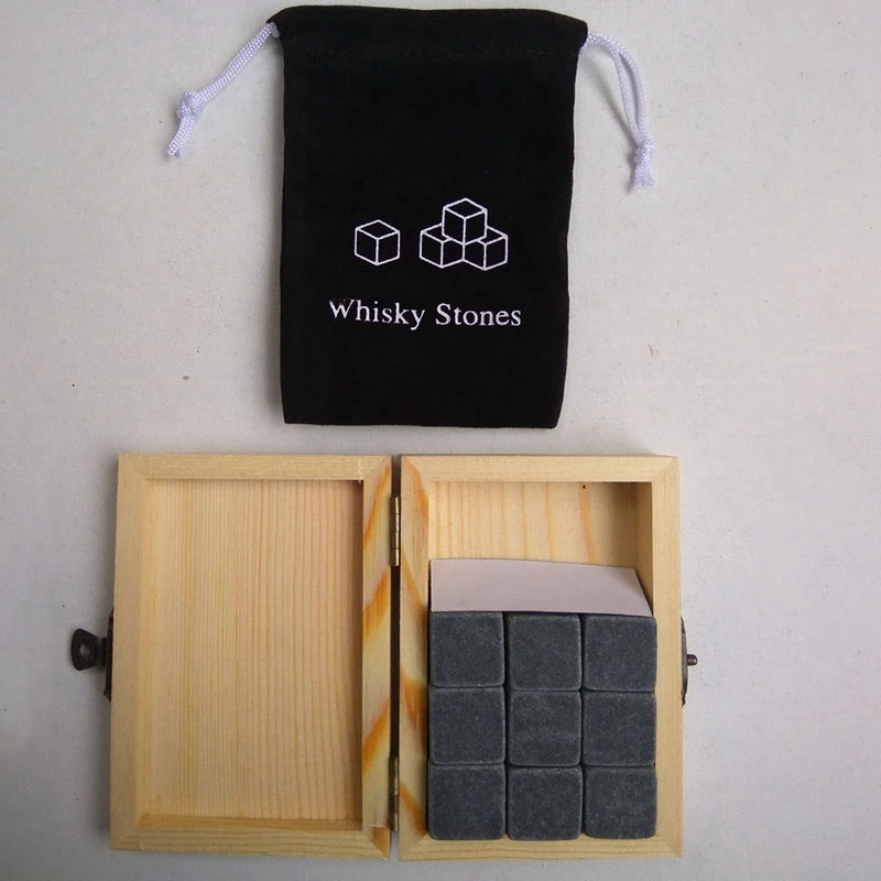 Камень для охлаждения виски s с деревянной коробкой бархатный мешок Виски камни