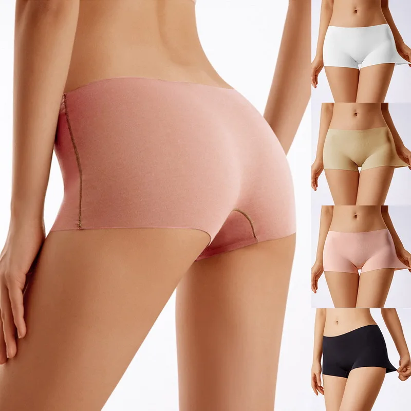 

Women's Summer Safety Short Pants Ice Silk Panties Underpant Seamless Anti-glare Ladies Girl Briefs Cozy Female Soft Underwear