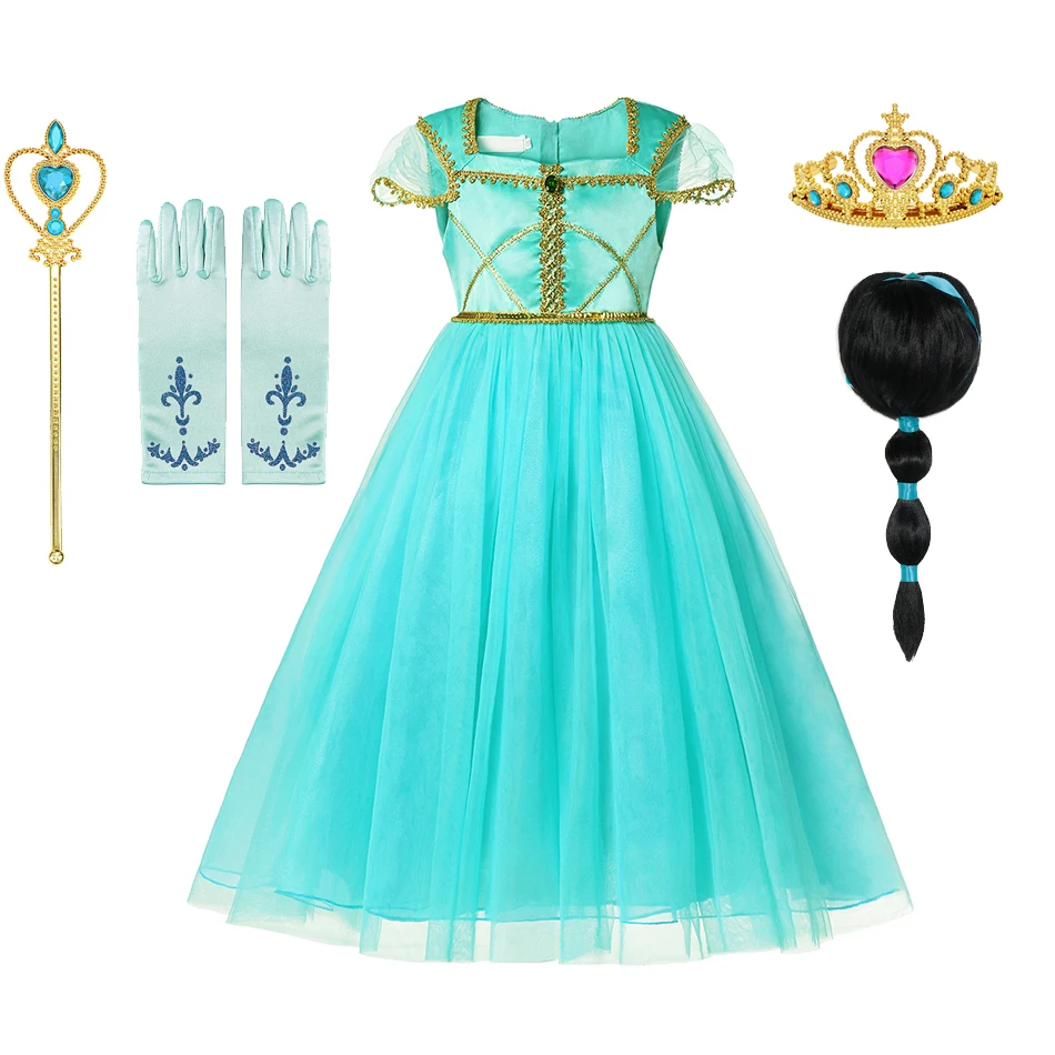 Маскарадное Платье Принцессы Диснея Жасмин сетка Алладин Косплей котум для