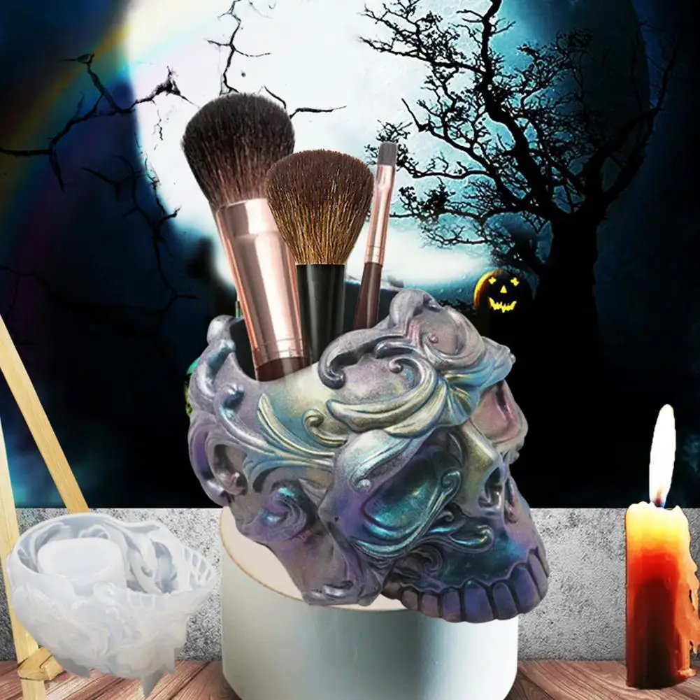 

Diy Epoxy Resin Home Decoration Mold Skull Candle Holder Box Jewelry Ornament Plaster Makeup Mold Mold Silicone Mold Storag H6p1
