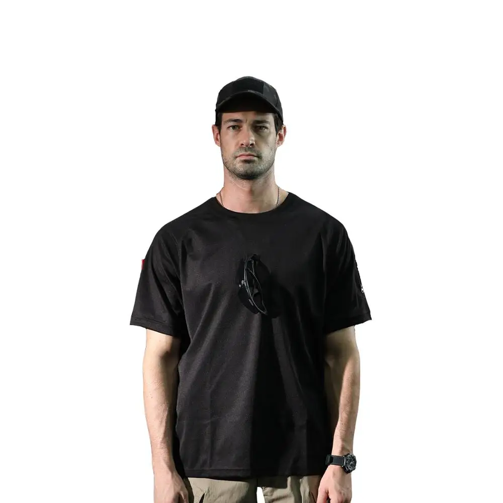 Камуфляжная тактическая быстросохнущая Мужская футболка из полиэстера с