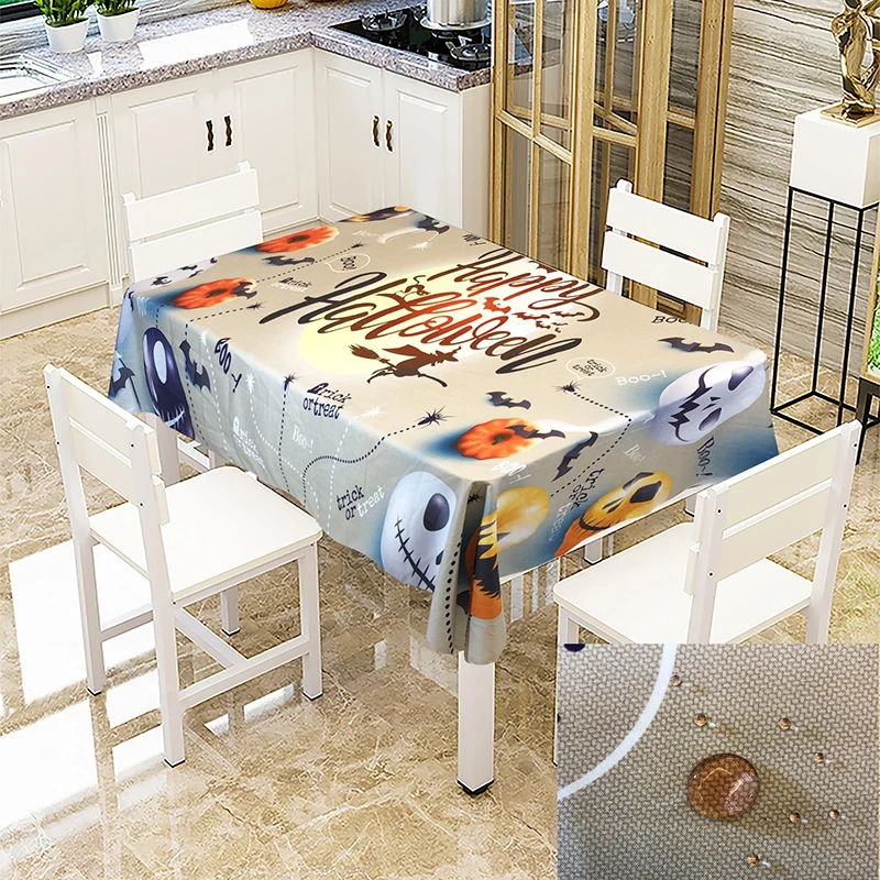 Скатерть на Хэллоуин Simanfei водостойкая маслостойкая с принтом обеденный стол