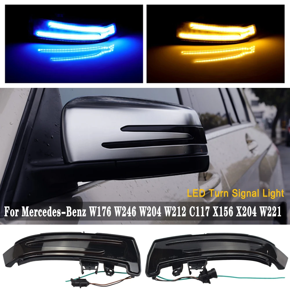 

Flashing Light Rear Mirror Indicator Blinker Blue-Yellow Scroll LED Dynamic Turn Signal For Benz W221 W212 W204 W176 W246 X156
