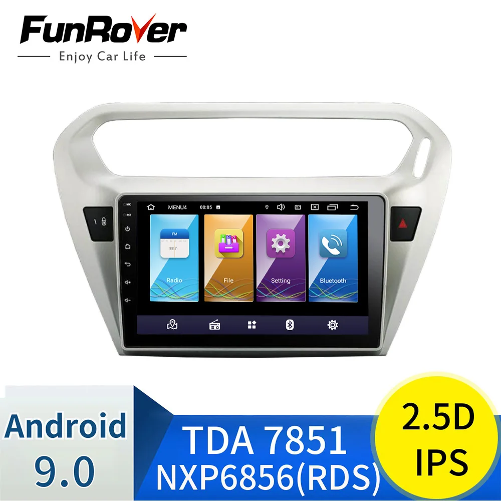 Funrover 2.5D+ ips android 9,0 автомобильный Радио Мультимедиа gps для peugeot 301 Citroen Elysee автомобильный dvd-плеер навигация