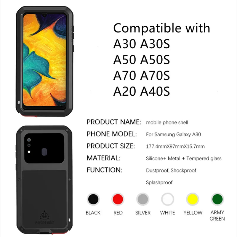 

Luxury Powerful Metal Armor Shock Dirt Proof Water Proof Phone Case For Samsung Galaxy A20 A30 A30S A50 A50S A70 A70S Phone Case