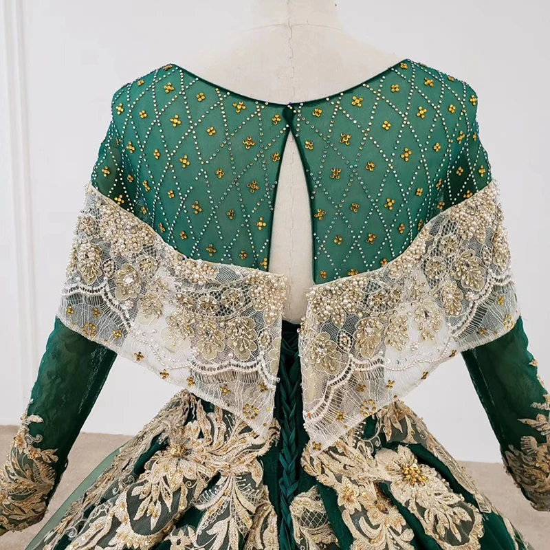 HTL1147 Lace Long Evening Dress 2020 With Long Sleevs Appliques Beading Crystal Dubai Arabic Evening Dress Plus Size