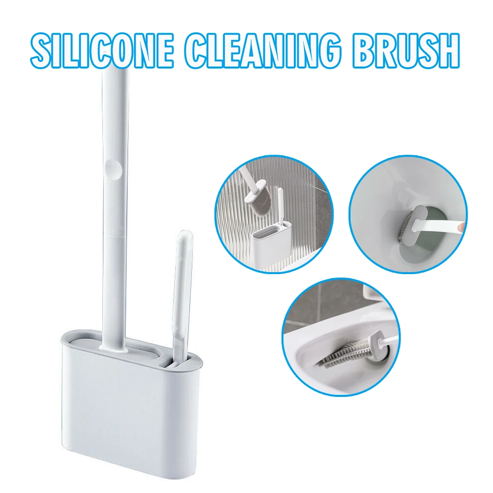 

Silicone Toilet Brush Cleaner Bathroom Toilet Bristles Holder Wall Mount Quick Draining Cleaning Tools Home Accessories Sets