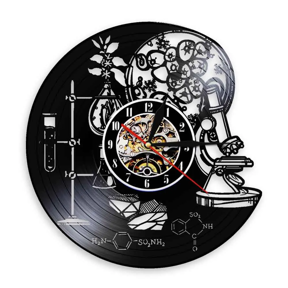 

Science Lab CD Vinyl Record Wall Clock Theme DIY Removable Art Watch Clock Home Decorative Room Decor