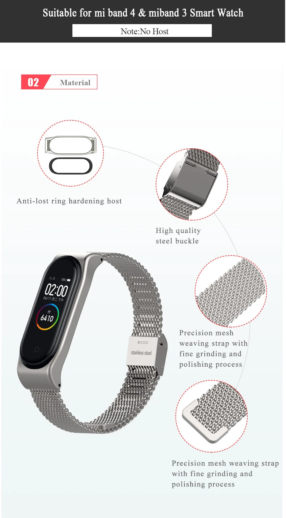 Для Xiaomi mi Band 4 металлический ремешок Безвинтовой из нержавеющей стали для Xiaomi mi band 4 NFC браслет металлический сменный ремешок для mi 4