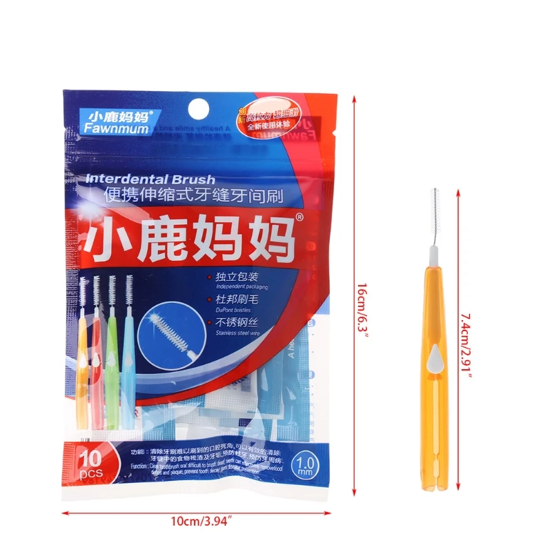 

10pc Adults Interdental Brush Clean Between Teeth Floss Toothpick Oral Care Tool