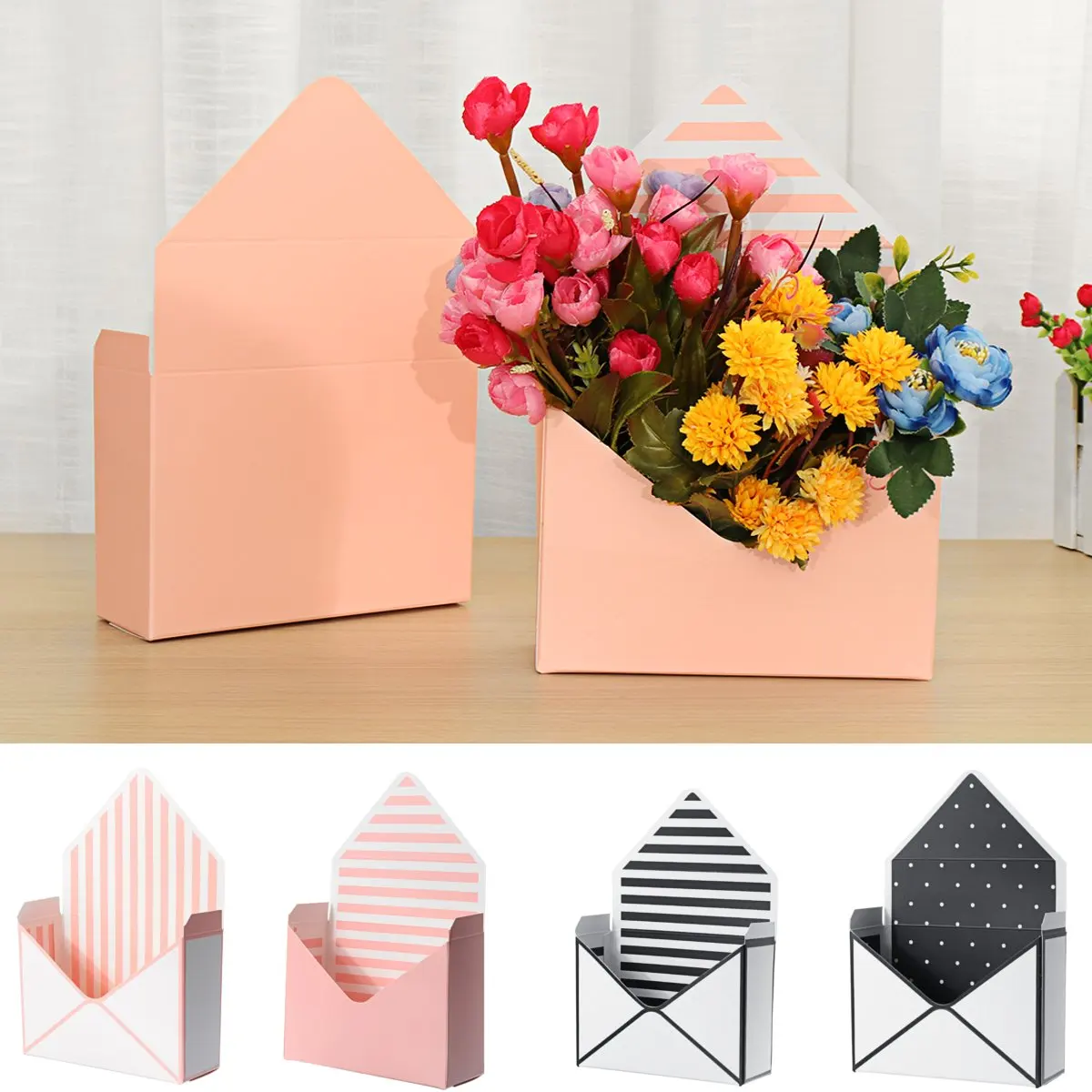 

12Pcs/Set Bouquet Gift Box Folding Envelope Flower Boxes Hand Holds Floral Bouquet Paper Box Flower Paper Holder Romantic Decor