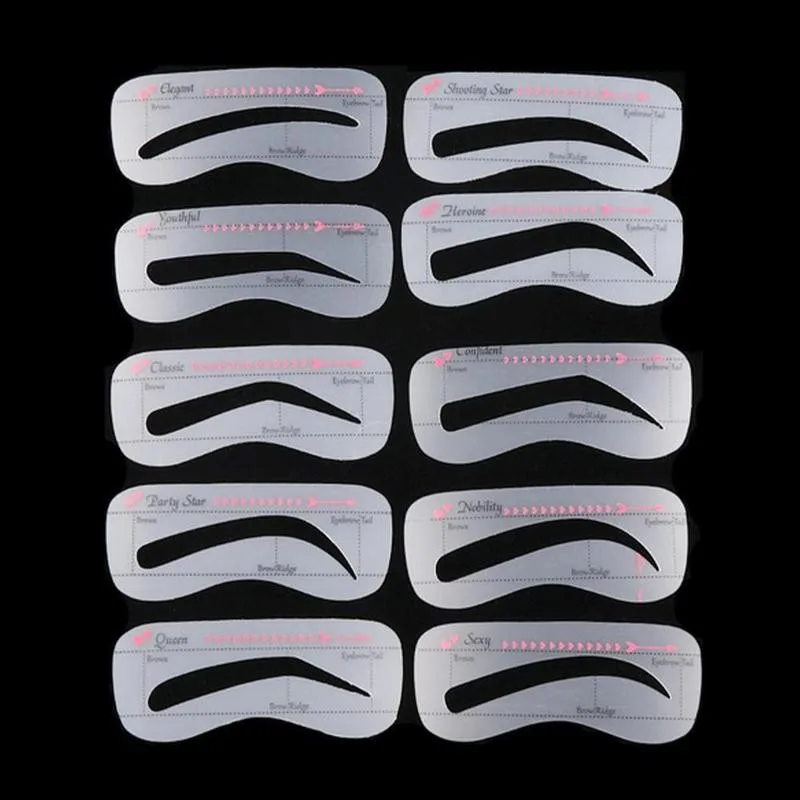 

10Pcs Eyebrow Stencil Reusable DIY Eye Brow Drawing Guide Styling Shaping Grooming Template Card Easy Makeup Tool For Eyebrows