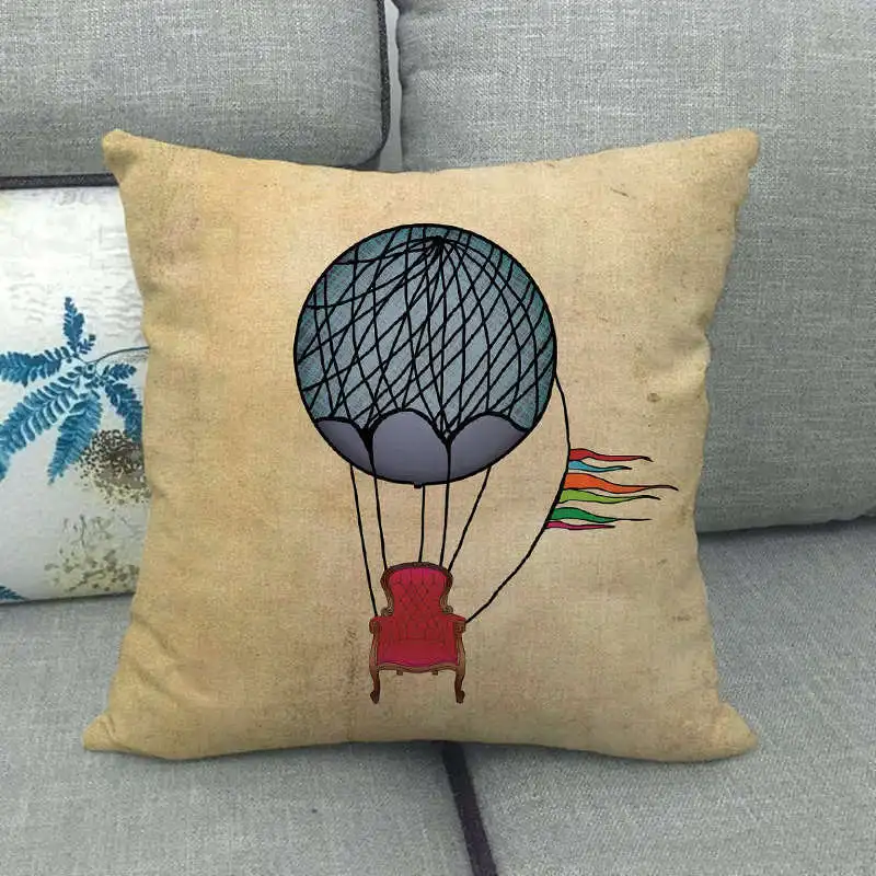 Наволочка Irisbell с воздушным шаром льняная Удобная на квадратные сиденья