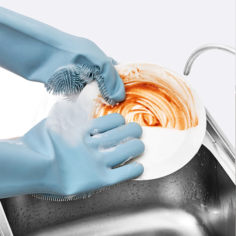 1 пара магия силикона посудомоечный скребок губка для мытья посуды резиновые