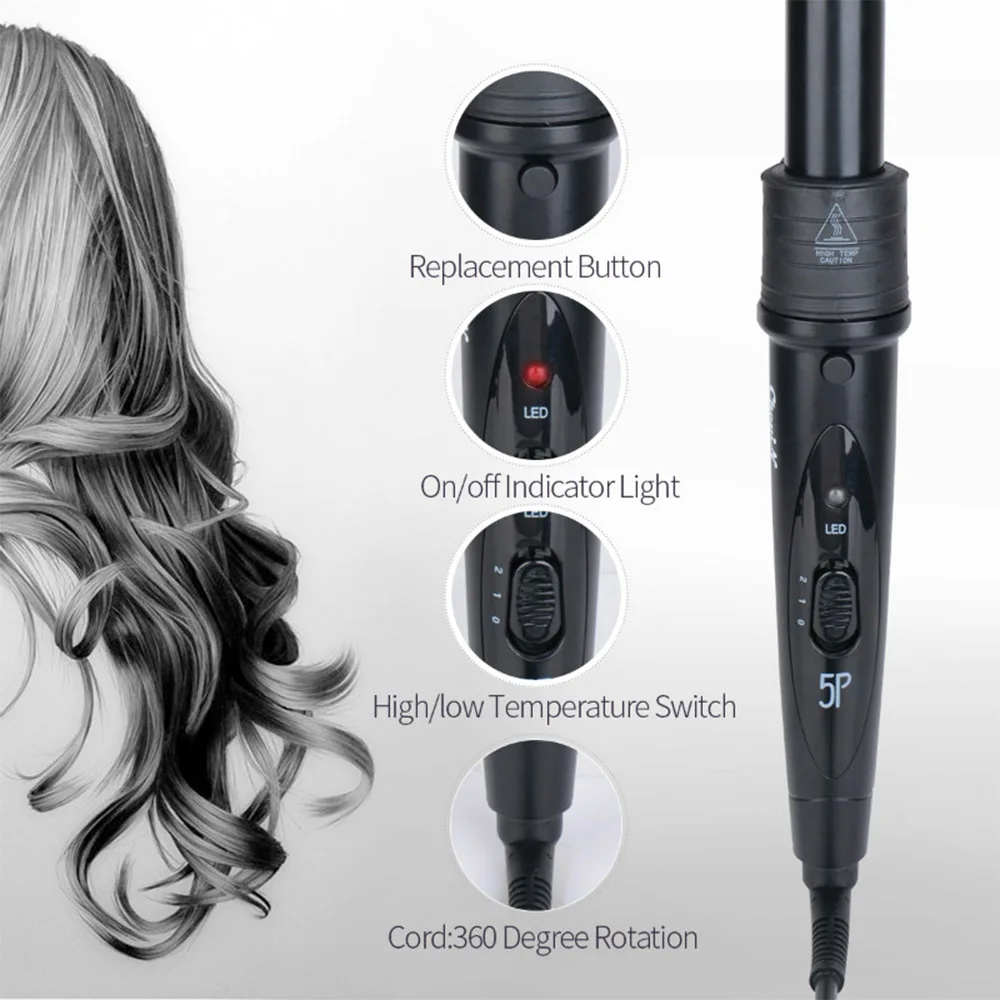 6 в 1 набор керамических бигуди для волос сменный турмалиновый щипцы завивки Pro