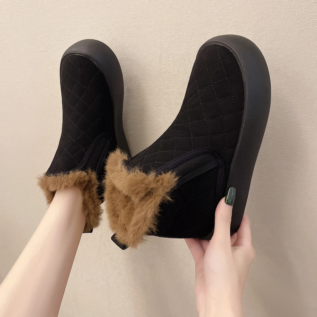 

Ankle Snow Boots For Women Za 2021 Winter Bottes Femme Designer Shoes Ladies Black Platform Heels Bot Keep Warm With Velvet Bota