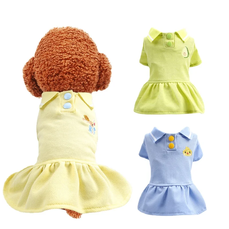 

Dog Clothes Small Dog Teddy Bichon Pomeranian Spring Casual Polo Shirt Princess Cat Dress Puppy Breathable T-shirt Poodle Skirt