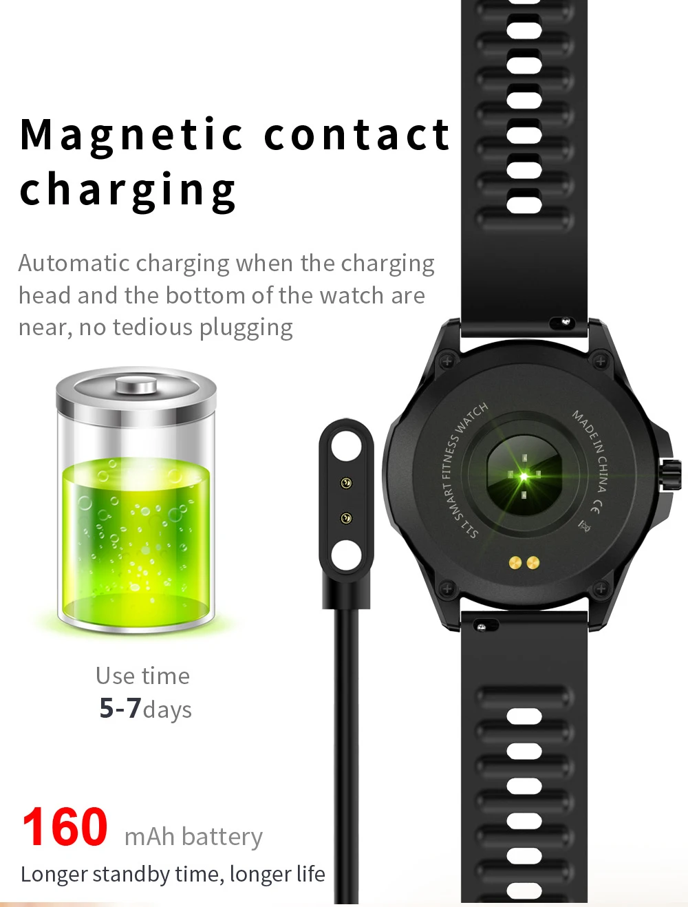 Смарт-часы S11 с круглым экраном водостойкие IP68 длительный режим ожидания - купить