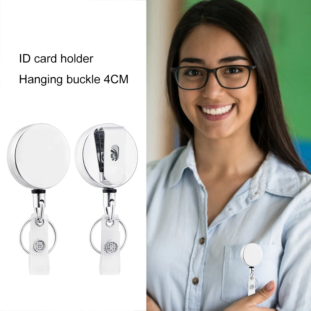 

5PCS ID Card Holder Hanging Buckle 4CM Metal Easy-pull Wire Rope Retractable Badge Holder Belt Clip Key Ring for Name Card Keyc