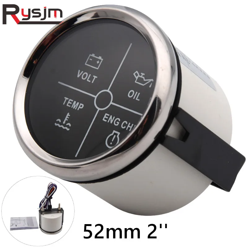 Универсальный водостойкий манометр 52 мм с красной подсветкой 12 В/24 В|Вольтметры| |