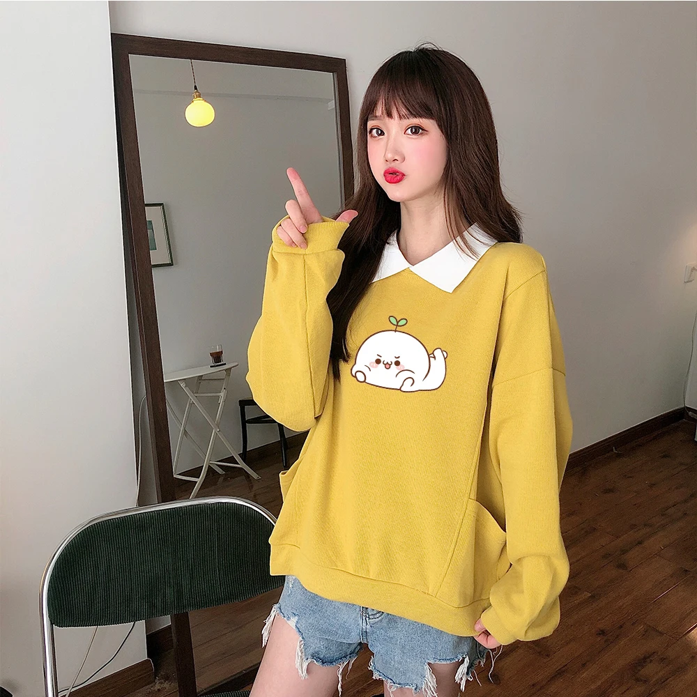 Милые женские толстовки в стиле пэчворк японская кавайная толстовка с