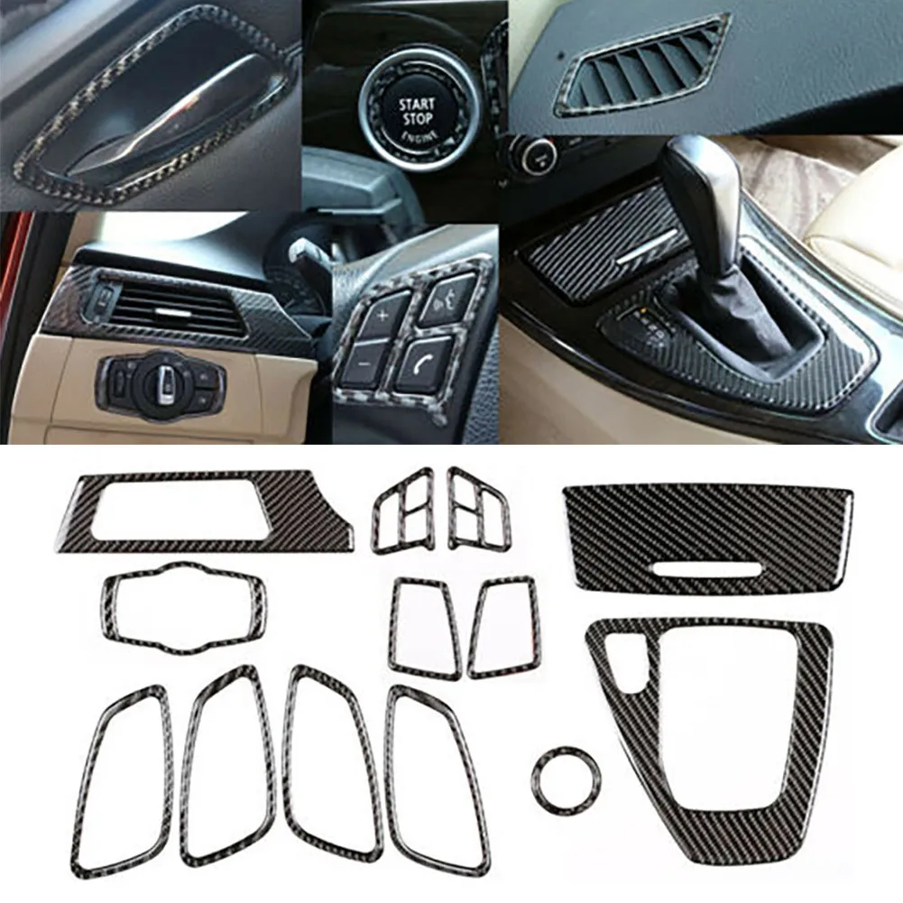 

1 Set Carbon Fiber Interior Black Whole Kit Cover Center Direct Replacement