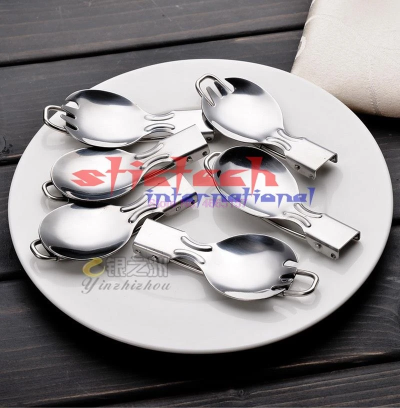 Через dhl или ems 500 шт. Пеший Туризм Пикник складной Складная ложка-вилка Новое