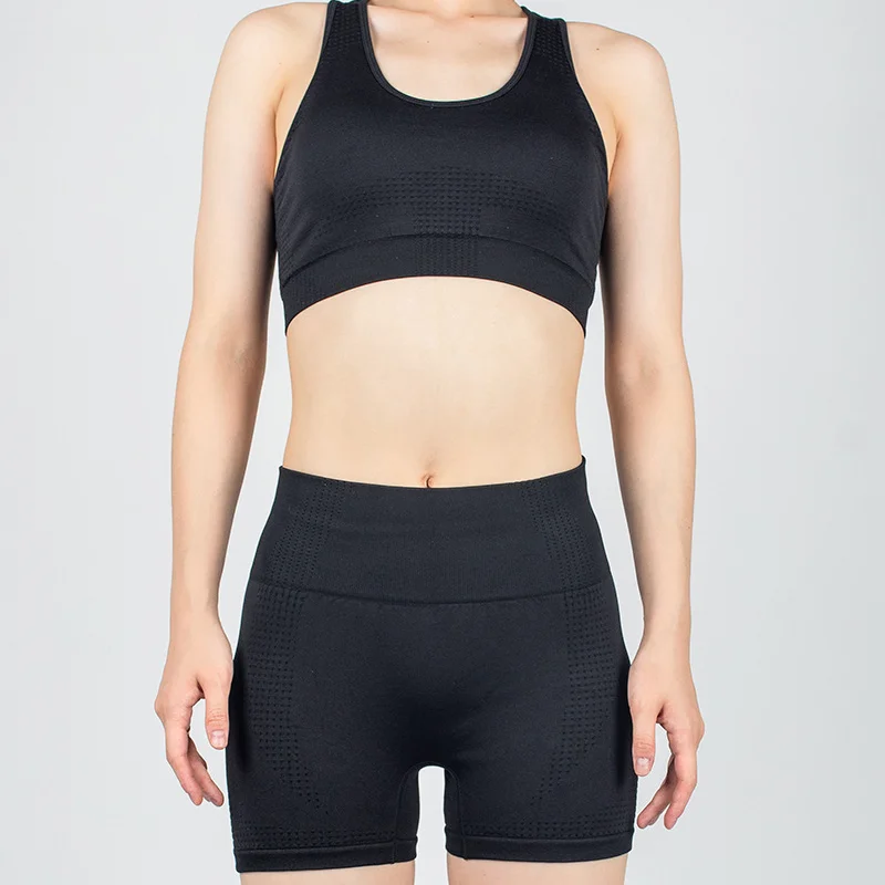 

New Yoga Suit Women Comfortable Workout Bra Breathable Gym Clothing + Seamless Fitness Shorts Sports Pantalones Deportiva Mujer