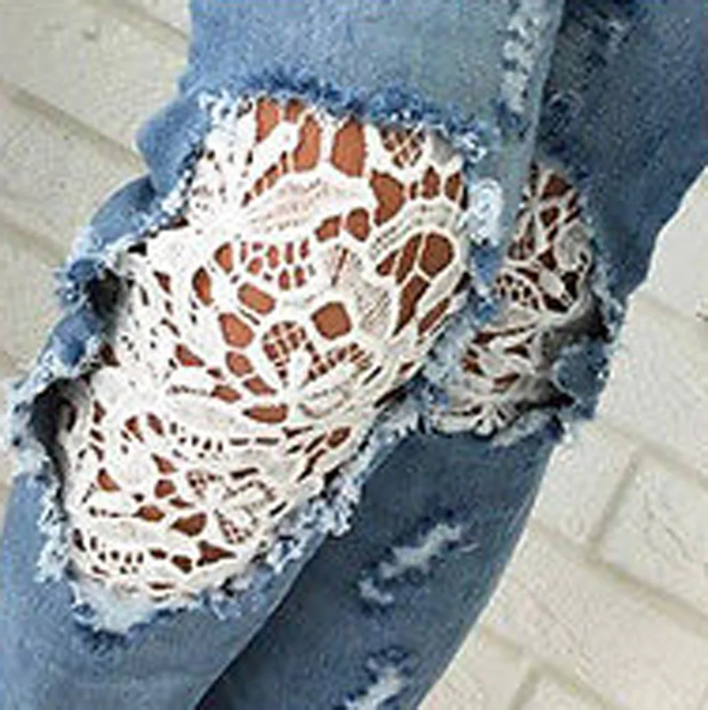 Женские джинсы для женщин с кружевной строчкой женские эффектом пуш-ап прямые до