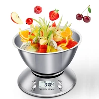 multifunction kitchen scale 5kg with removable bowl timer temperature display stainless digital electronic lcd electronic scale