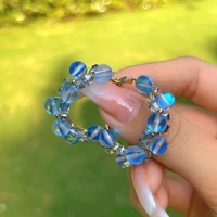 etrendy new blue crystal beaded hoop earrings for women personality jewelry earings wholesale