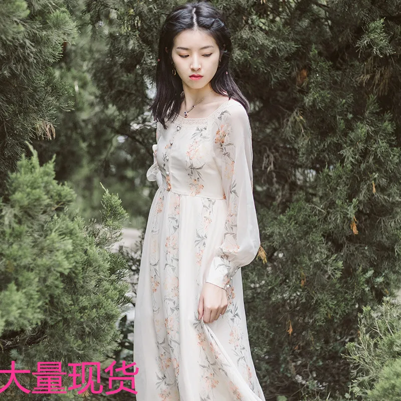 2019 Новая модная женская одежда винтажное платье с принтом зимнее |