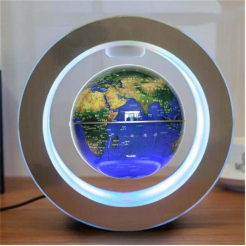

4inch round LED Globe Magnetic Floating globe Geography Levitating Rotating Night Lamp World map school office supply Home decor